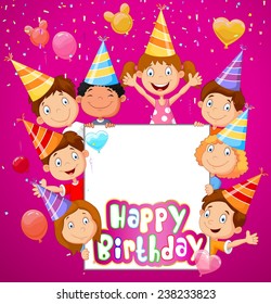 Birthday background with happy children