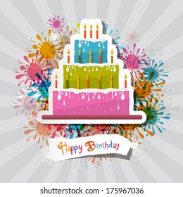Birthday Background Illustration with Cake