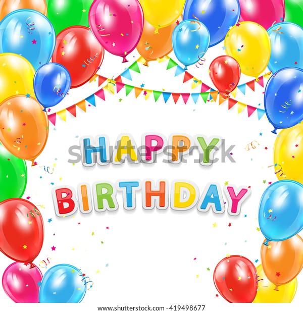 Birthday Background Inscription Happy Birthday Flying Stock Vector ...