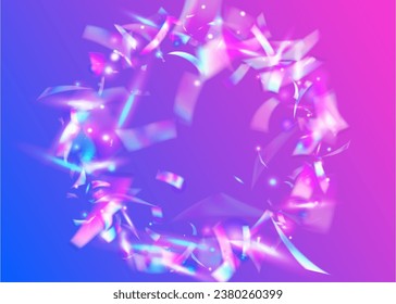 Birthday Background. Modern Art. Luxury Foil. Light Confetti. Metal Banner. Retro Multicolor Sunlight. Pink Party Glitter. Neon Sparkles. Blue Birthday Background