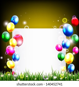 birthday background with place for text and grass decoration