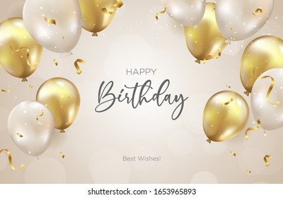 Birthday background with realistic balloons - Shutterstock ID 1653965893