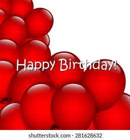 Birthday background with red balloons