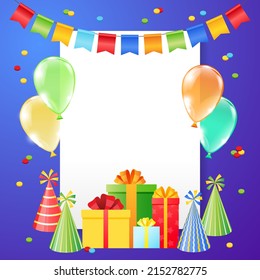 Birthday Background Template Colorful Frame Cartoon Stock Vector ...