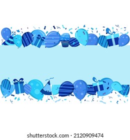 Birthday background white. Greeting card in a flat style. Vector illustration