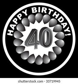 insignia de cumpleaños 40 negro