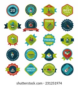 Birthday badge banner design flat background set, eps10