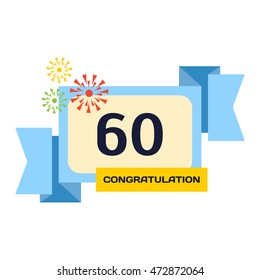 Birthday badge banner design flat background