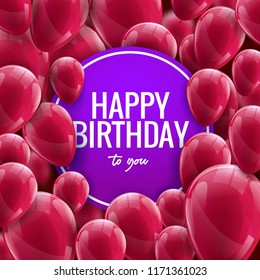 Birthday balloon background. Birthday celebration decoration design template. Holiday party event card. Festive balloons.