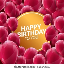 Birthday balloon background. Birthday celebration decoration design template. Holiday party event card. Festive balloons