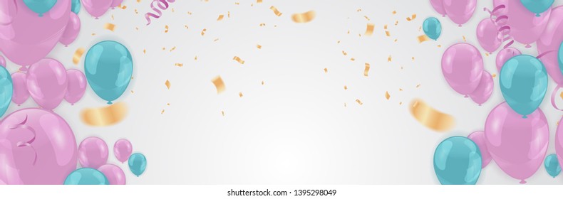 Birthday balloon and celebration banner party happy new year celebration festival background. NYE 