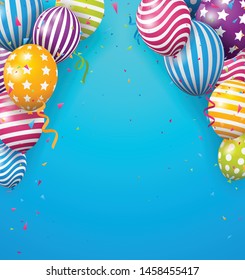 Birthday Balloon with colorful confetti