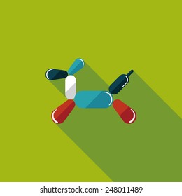 birthday balloon dog flat icon with long shadow,eps10