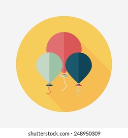 birthday balloon flat icon with long shadow,eps10