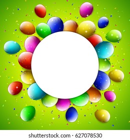 Birthday balloon isolated on green background