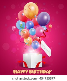 Birthday balloon out of the gift box
