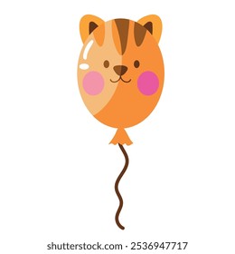 birthday balloon tiger shape isolated