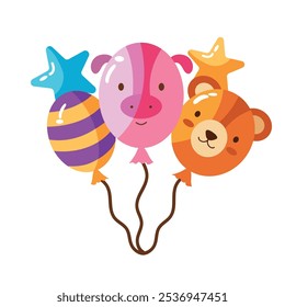 birthday balloons animals shape isolated