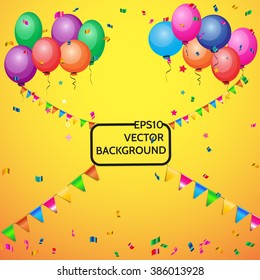 Birthday balloons background with place for text