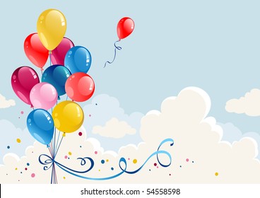 Birthday balloons background with space for text