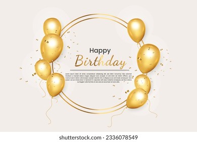 Birthday balloons banner design Happy birthday greeting text with elegant gold  balloon  for birth day celebration messages card design