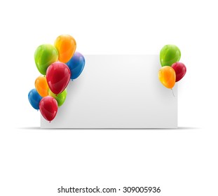 Birthday balloons banner or poster on isolated background with place for text