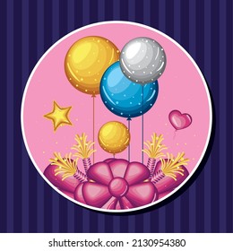 birthday balloons and bow round