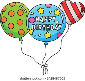 Birthday Balloons Cartoon Colored Clipart 