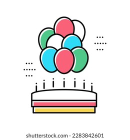 birthday balloons decoration color icon vector. birthday balloons decoration sign. isolated symbol illustration