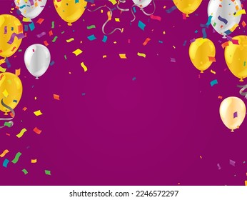 Birthday Balloons Flying for Party and Celebrations With Space for Message Isolated in Background