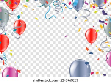 Birthday Balloons Flying for Party and Celebrations With Space for Message Isolated in Background