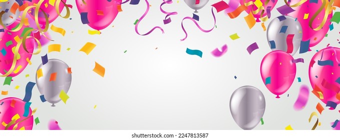 Birthday Balloons Flying for Party and Celebrations With Space for Message Isolated in Background