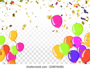 Birthday Balloons Flying for Party and Celebrations With Space for Message Isolated in Background