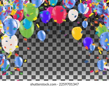 Birthday Balloons Flying for Party and Celebrations With Space for Message Isolated in Background