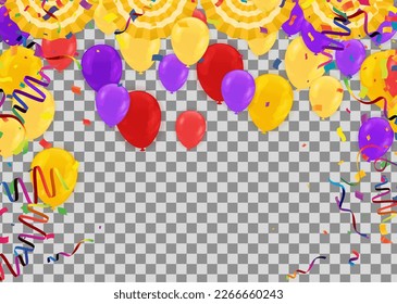 Birthday Balloons Flying for Party and Celebrations With Space for Message Isolated in Background
