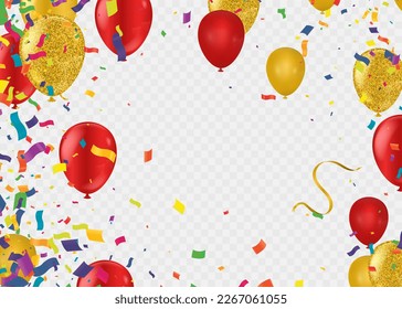 Birthday Balloons Flying for Party and Celebrations With Space for Message Isolated in Background