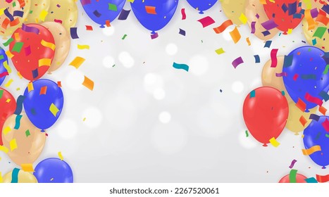 Birthday Balloons Flying for Party and Celebrations With Space for Message Isolated in Background