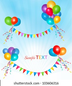 Birthday balloons frame composition with space for your text. Vector illustration.