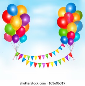 Birthday balloons frame composition with space for your text. Vector illustration.