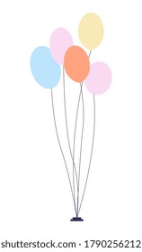 Geburtstagsballons Grußelement. Bündel von bunten Ballons wie ein Blumenstrauß. Schöne Landschaft für Kinderfeier oder Geburtstag. Geschenk für einen Urlaub. Flug-Ball mit Luft oder Gas im Inneren