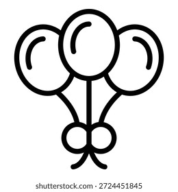 Vector de contorno de icono de globos de cumpleaños. Sorpresa de regalo. Tarjeta de fiesta