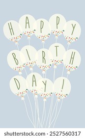 Birthday balloons illustration. Balloon Happy Birthday celebration card banner template. Birthday greeting card. Balloons symbols of birthday party.