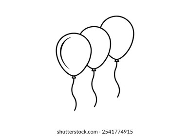 Birthday balloons line art icon vector illustration outline