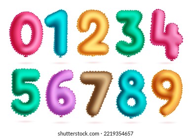 Birthday balloons number set vector design. Birthday colorful balloon elements for party event background decoration. Vector Illustration.
