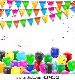 Birthday balloons on isolated background with place for text