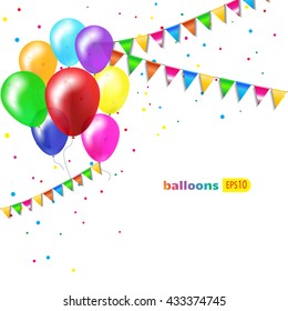 Birthday balloons on isolated background with place for text