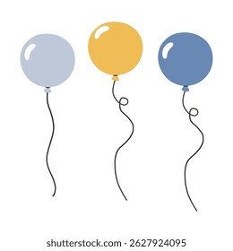 Birthday balloons set. Birthday party. Invitation, sticker, greeting card