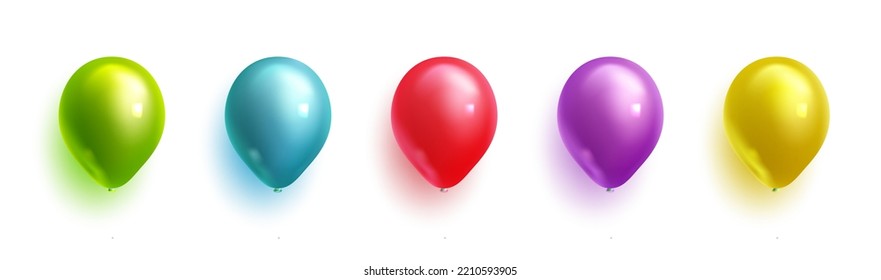 Birthday balloons set vector design. Balloon colorful elements collection for kids party decoration isolated in white background. Vector Illustration.
