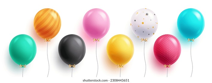 Birthday balloons set vector design. Birthday party balloon collection isolated in white background. Vector illustration inflatable elements.