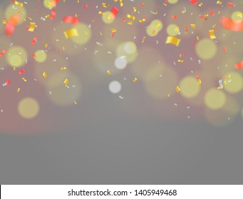 Birthday balloons template illustration. Confetti and ribbons, Celebration background